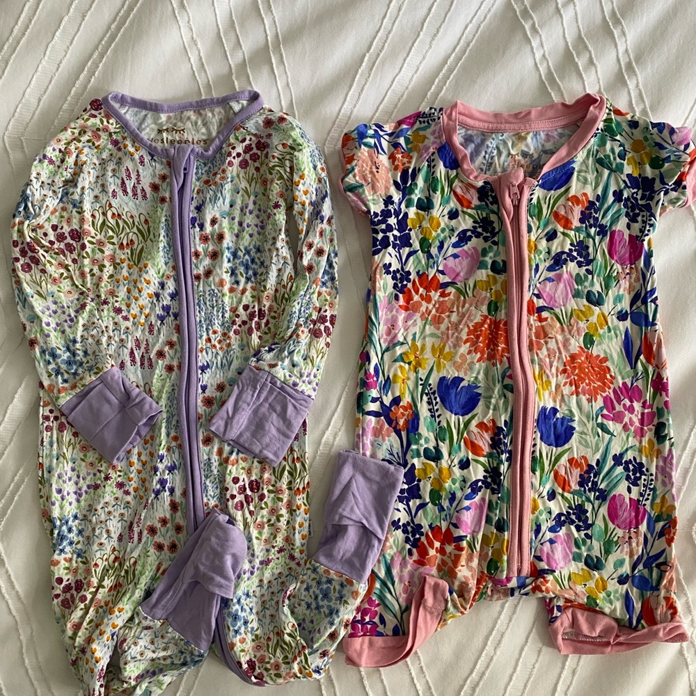 Pair of Little Sleepies Floral Pajamas - 6 to 12 months - Retired Prints!!